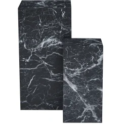 Outlet Nimara Adele - Sæt af sideborde/piedestaler i sort marmorprint
