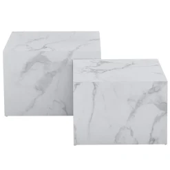 Nimara Adele - Sæt af sofaborde i hvidt marmorprint