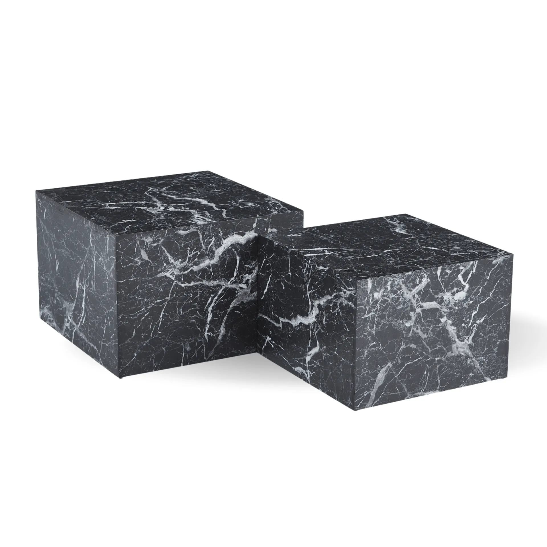 Online Nimara Adele - Sæt af sofaborde i sort marmor look