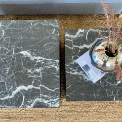 Online Nimara Adele - Sæt af sofaborde i sort marmor look