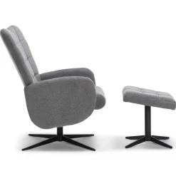 Clearance Nimara Alfred lænestol med vippefunktion og fodskammel i grå