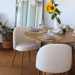 Nimara Alicia spisebordsstol - Hvidt boucle stof