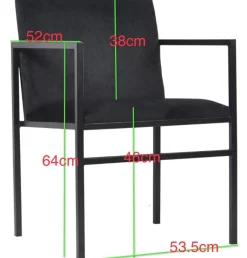 Hot Nimara Allie spisebordsstol - Sort velour med armlæn