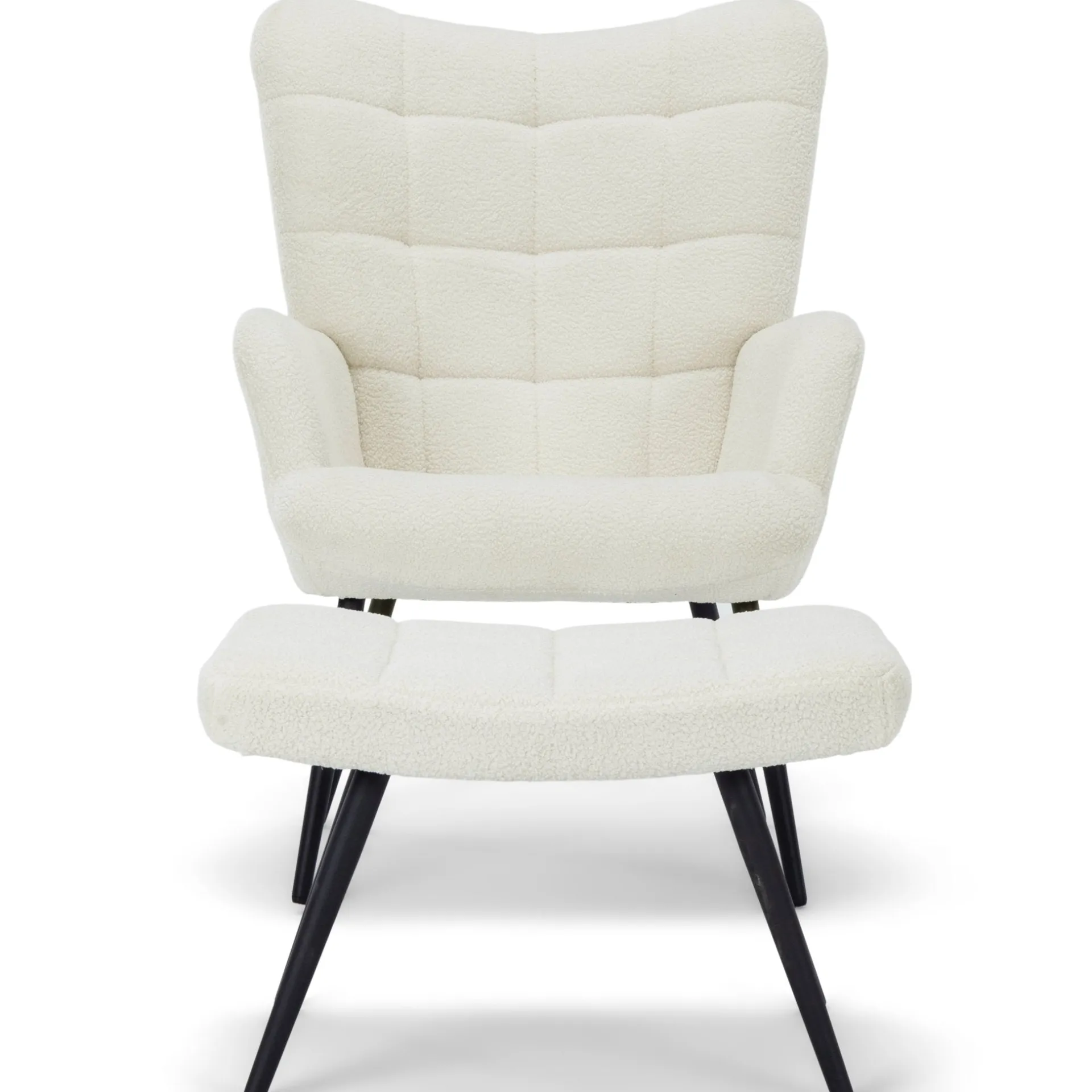 Best Nimara Allison Lænestol med Skammel - hvidt plys/imiteret lammeskind