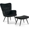Hot Nimara Allison Lænestol med Skammel - sort velour
