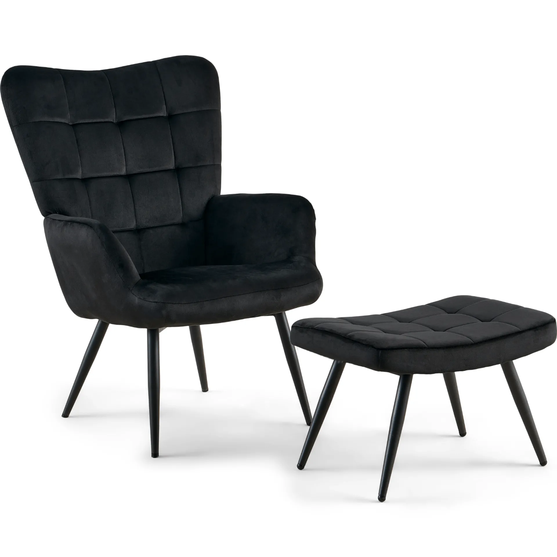 Hot Nimara Allison Lænestol med Skammel - sort velour