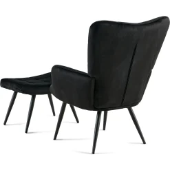 Hot Nimara Allison Lænestol med Skammel - sort velour