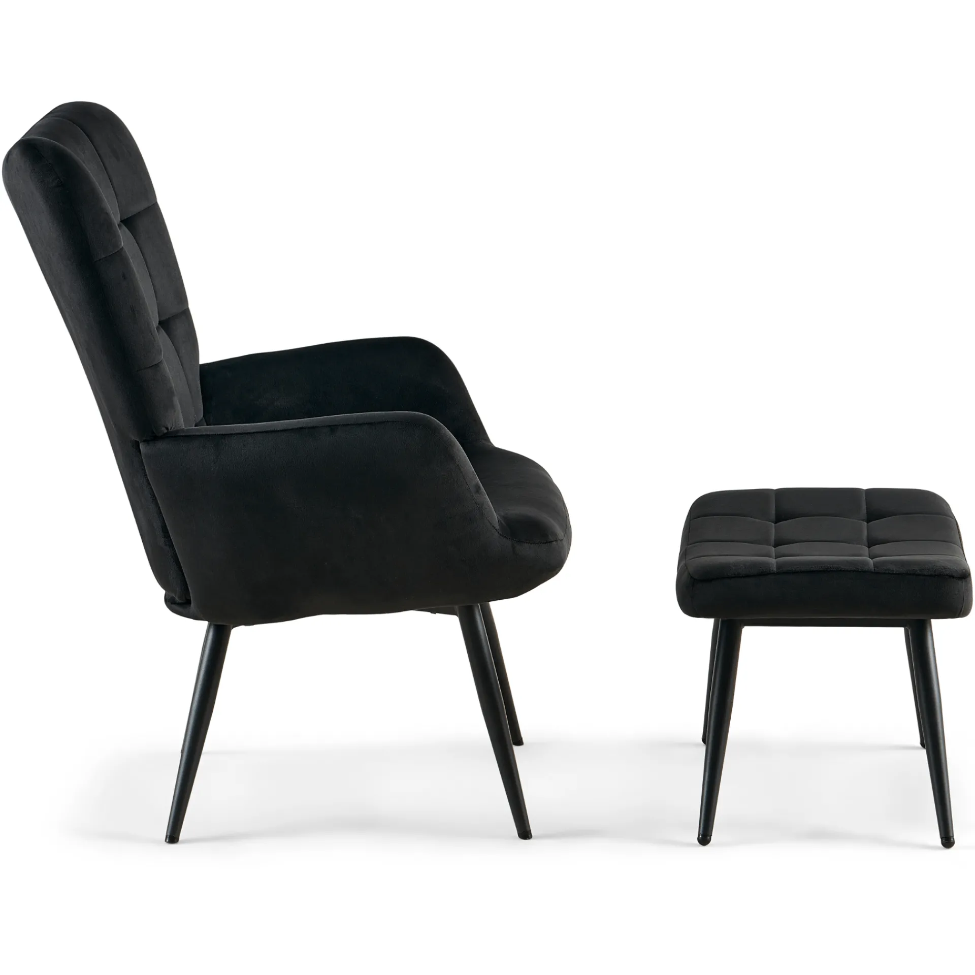 Hot Nimara Allison Lænestol med Skammel - sort velour