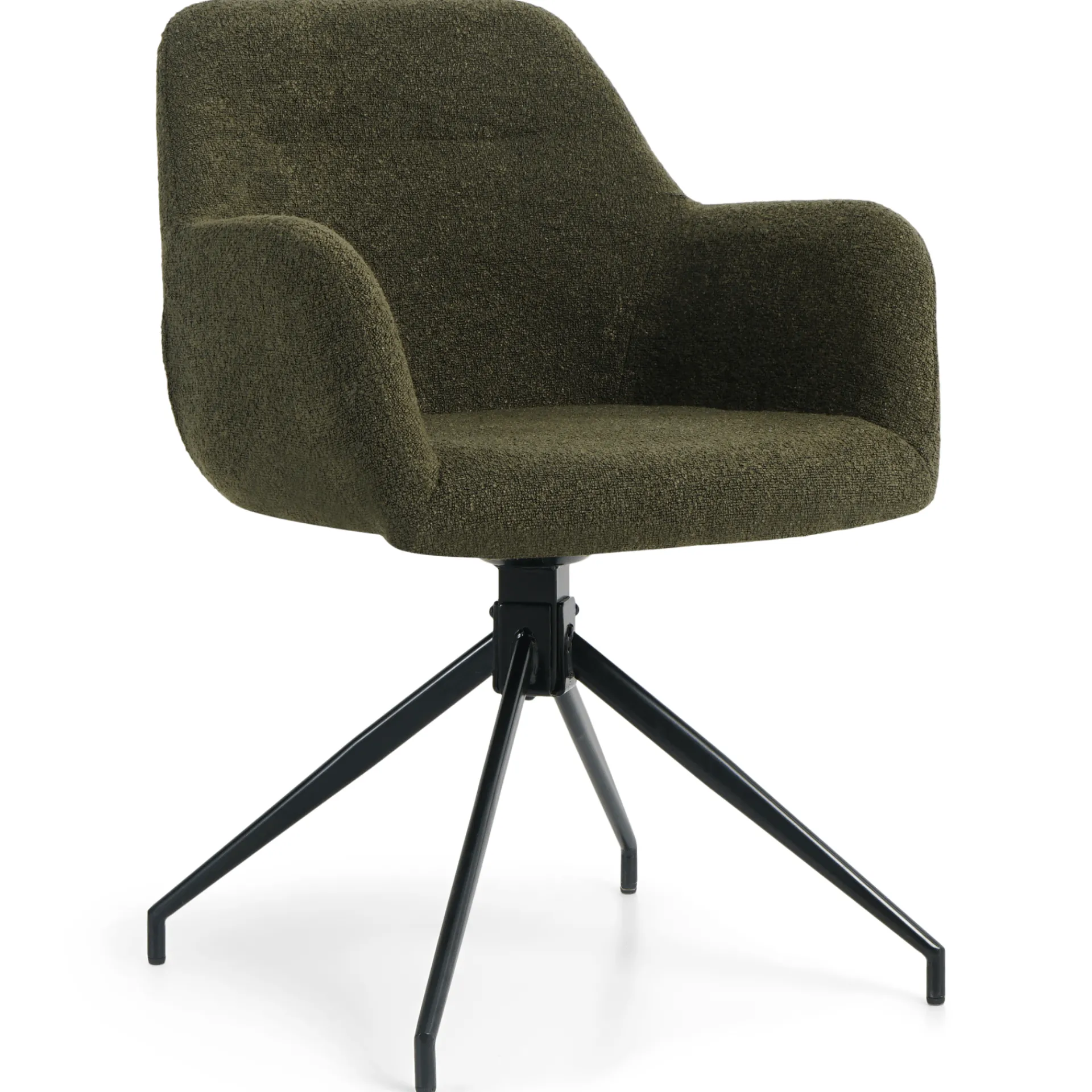 Clearance Nimara Amanda Spisebordsstol - Grøn Boucle Med Drejefunktion 360 Grader