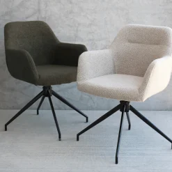 Clearance Nimara Amanda Spisebordsstol - Grøn Boucle Med Drejefunktion 360 Grader