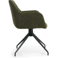Clearance Nimara Amanda Spisebordsstol - Grøn Boucle Med Drejefunktion 360 Grader