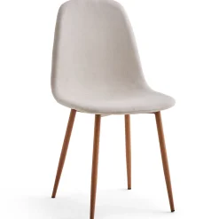 New Nimara Anna spisebordsstol - beige tekstil med egelook