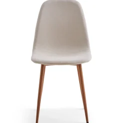 New Nimara Anna spisebordsstol - beige tekstil med egelook