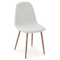 Clearance Nimara Anna spisebordsstol - hvid boucle med ben i egelook