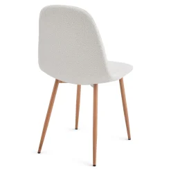 Clearance Nimara Anna spisebordsstol - hvid boucle med ben i egelook