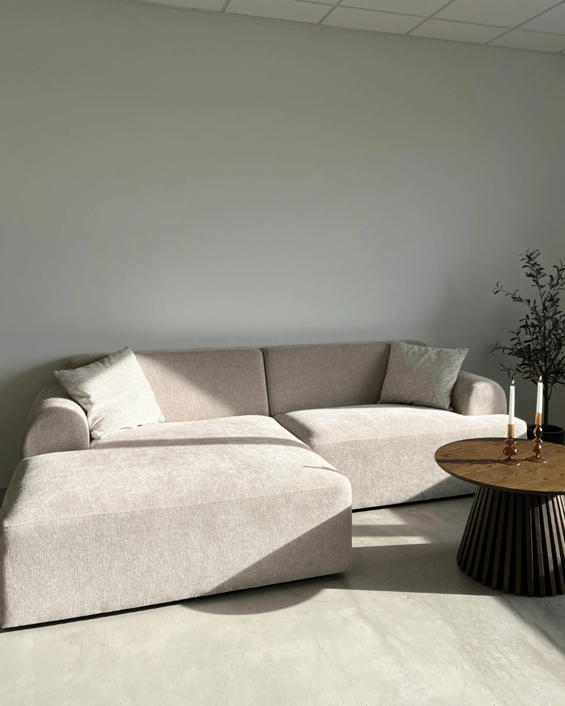 Online Nimara Arianna chaiselong sofa beige - Højrevendt