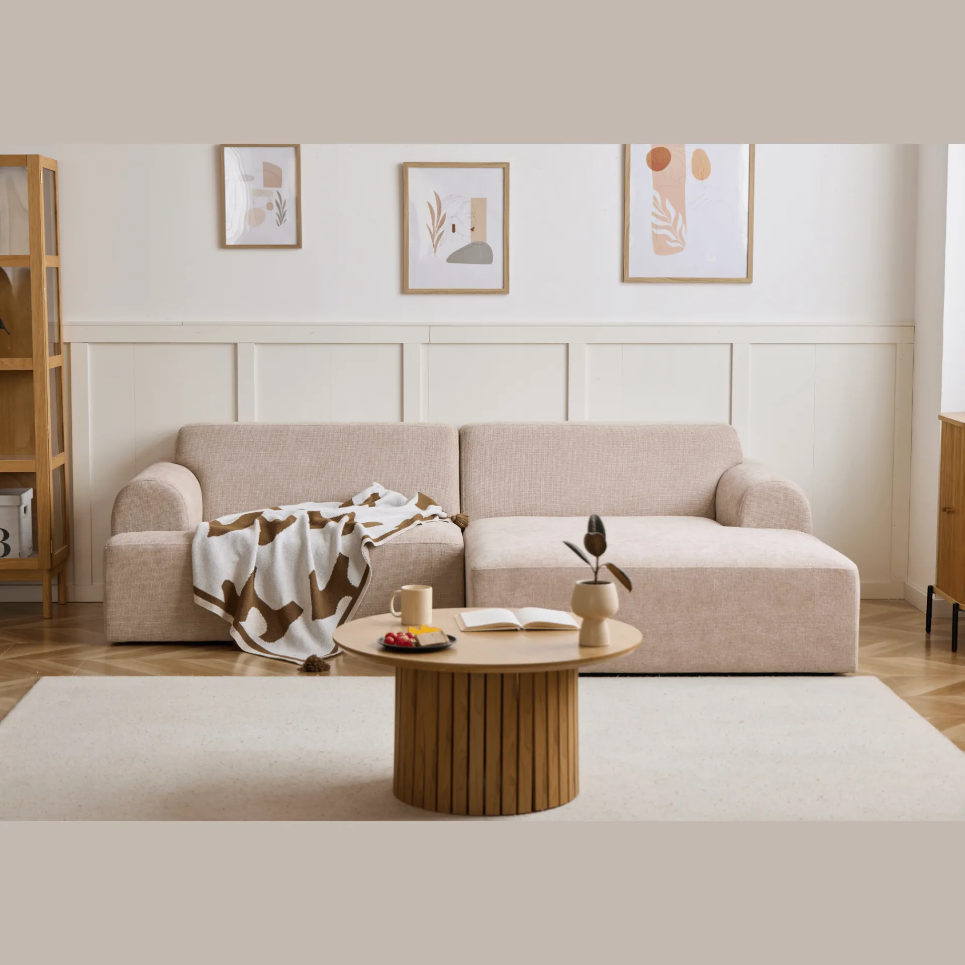 Online Nimara Arianna chaiselong sofa beige - Højrevendt