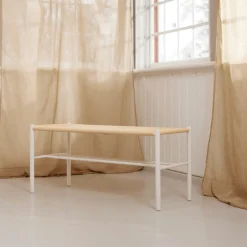 New Nimara Bella bænk - Hvid med fletsæde