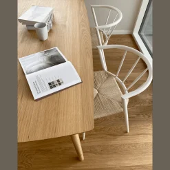 Online Nimara Bella spisebordsstol - Hvid med fletsæde