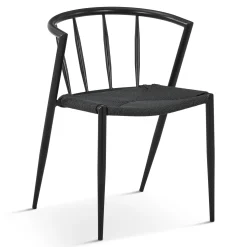 New Nimara Bella spisebordsstol - Sort/sort med fletsæde