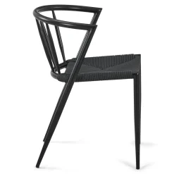 New Nimara Bella spisebordsstol - Sort/sort med fletsæde
