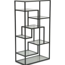 Nimara Bianca sort bogreol med glashylder 80x40x150