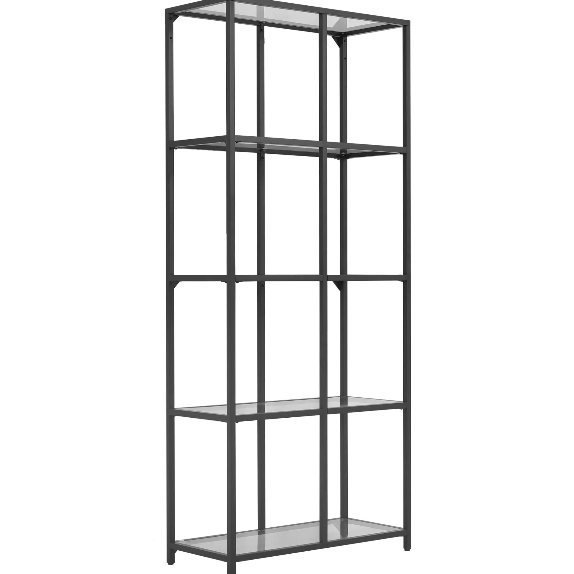 Online Nimara Bianca sort bogreol med glashylder 80x35x180 cm