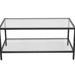 Online Nimara Bianca sort sofabord metalstel og glas - 100x50x40 cm