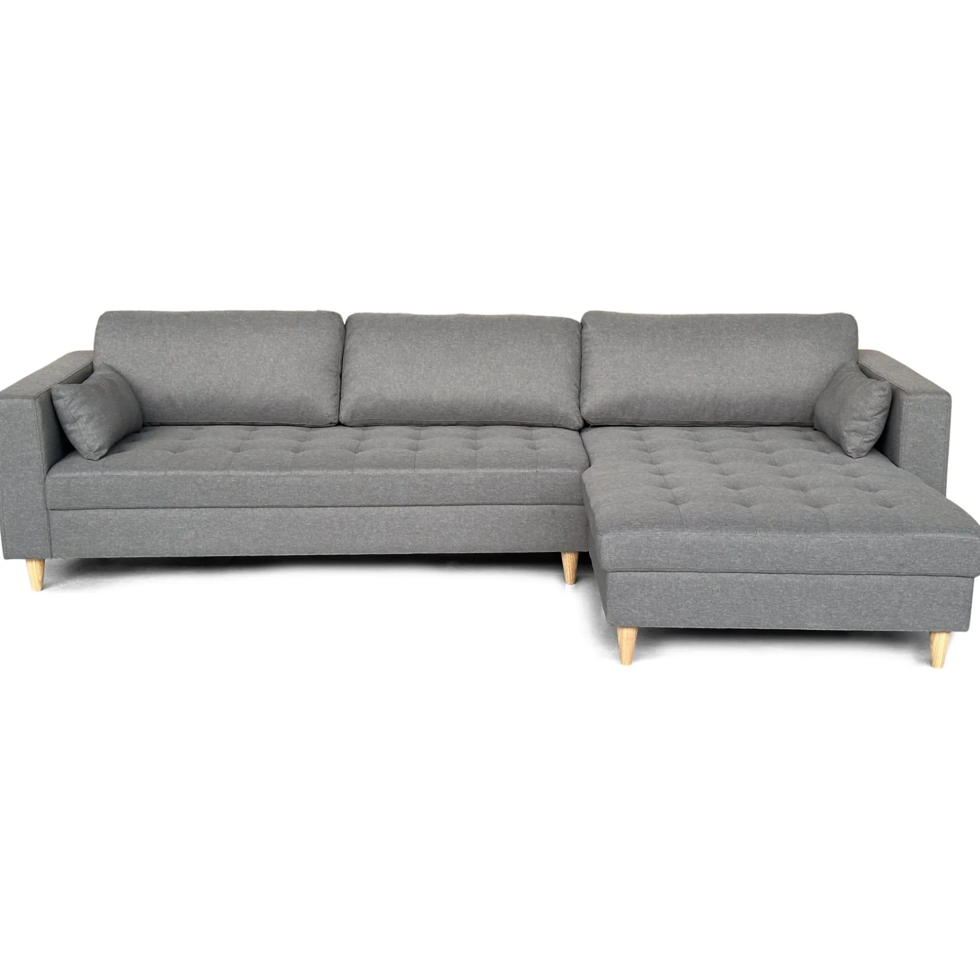 Outlet Nimara Brandy - Højrevendt og venstrevendt vendbar chaiselong sofa grå - L: 290 x D: 96 x H: 80 cm