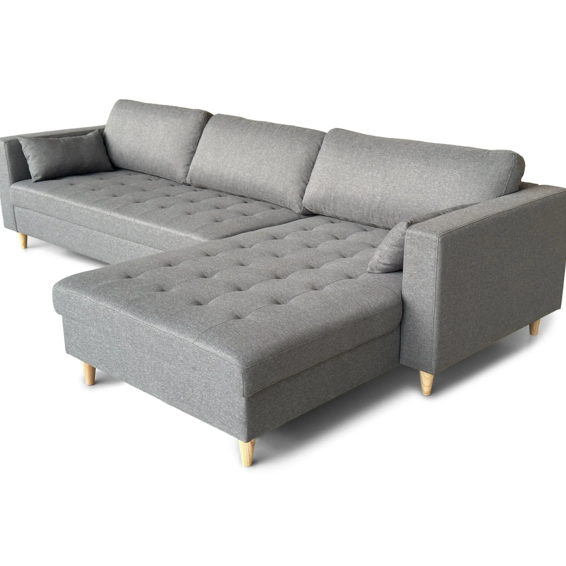 Outlet Nimara Brandy - Højrevendt og venstrevendt vendbar chaiselong sofa grå - L: 290 x D: 96 x H: 80 cm