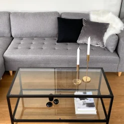 Outlet Nimara Brandy - Højrevendt og venstrevendt vendbar chaiselong sofa grå - L: 290 x D: 96 x H: 80 cm