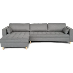 Outlet Nimara Brandy - Højrevendt og venstrevendt vendbar chaiselong sofa grå - L: 290 x D: 96 x H: 80 cm