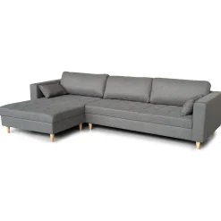Outlet Nimara Brandy - Højrevendt og venstrevendt vendbar chaiselong sofa grå - L: 290 x D: 96 x H: 80 cm