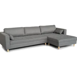 Outlet Nimara Brandy - Højrevendt og venstrevendt vendbar chaiselong sofa grå - L: 290 x D: 96 x H: 80 cm