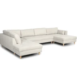 Hot Nimara Brandy - højrevendt u-sofa i beige med chaiselong -  L: 366 x D: 211 x H: 80 cm