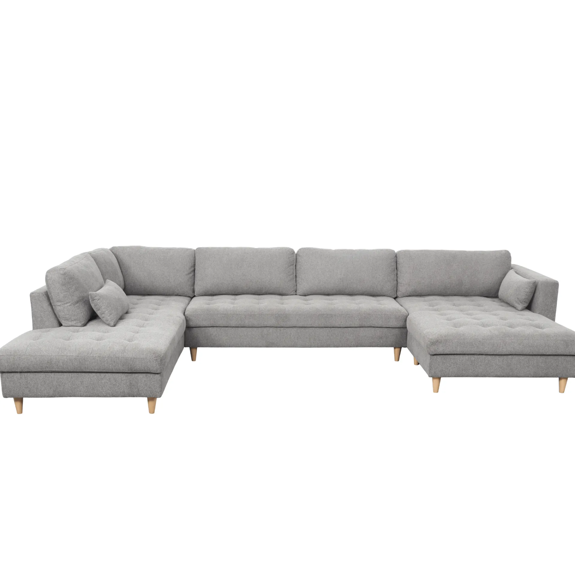 Outlet Nimara Brandy - højrevendt u-sofa i grå med chaiselong - L: 366 x D: 211 x H: 80 cm