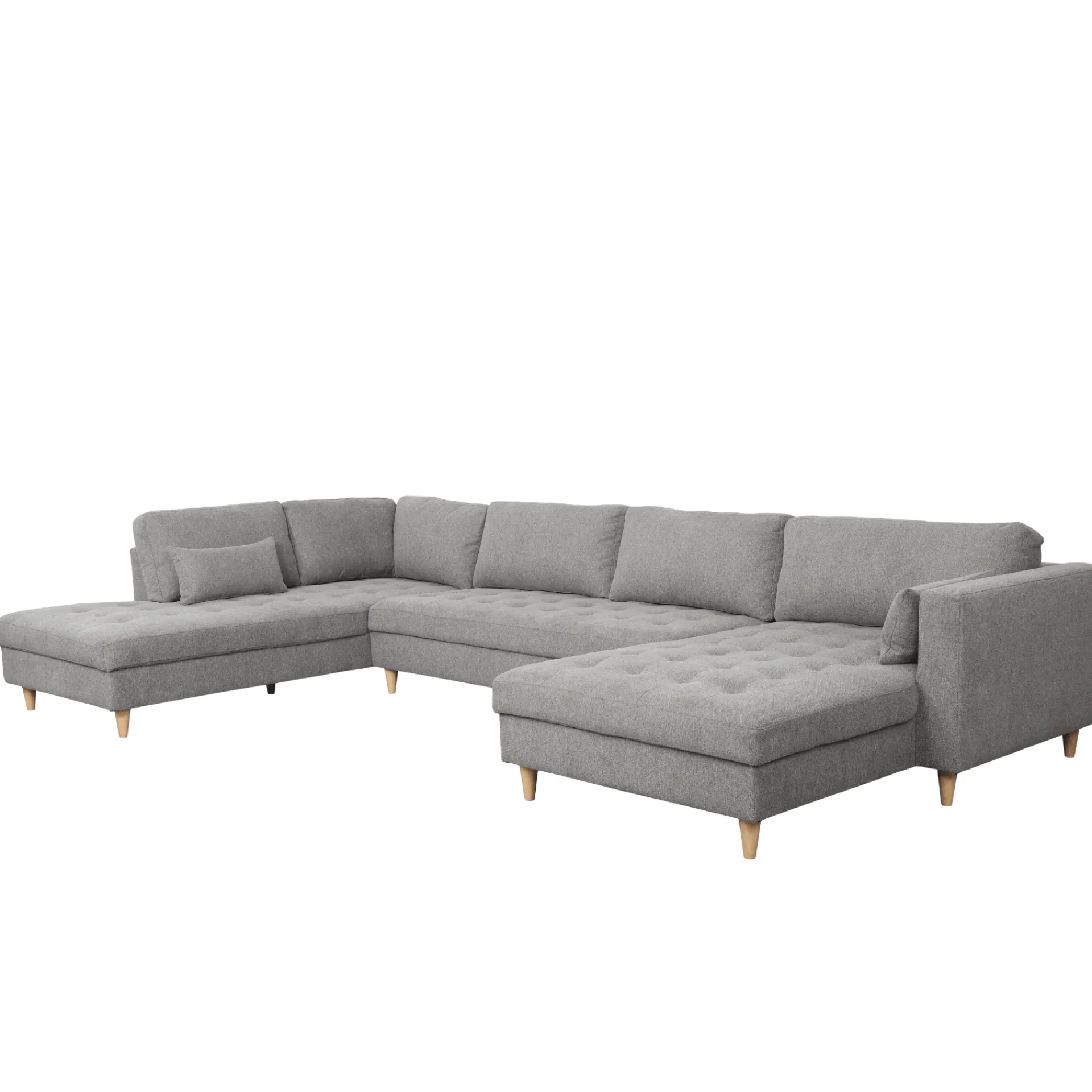 Outlet Nimara Brandy - højrevendt u-sofa i grå med chaiselong - L: 366 x D: 211 x H: 80 cm