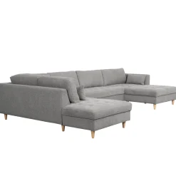 Outlet Nimara Brandy - højrevendt u-sofa i grå med chaiselong - L: 366 x D: 211 x H: 80 cm