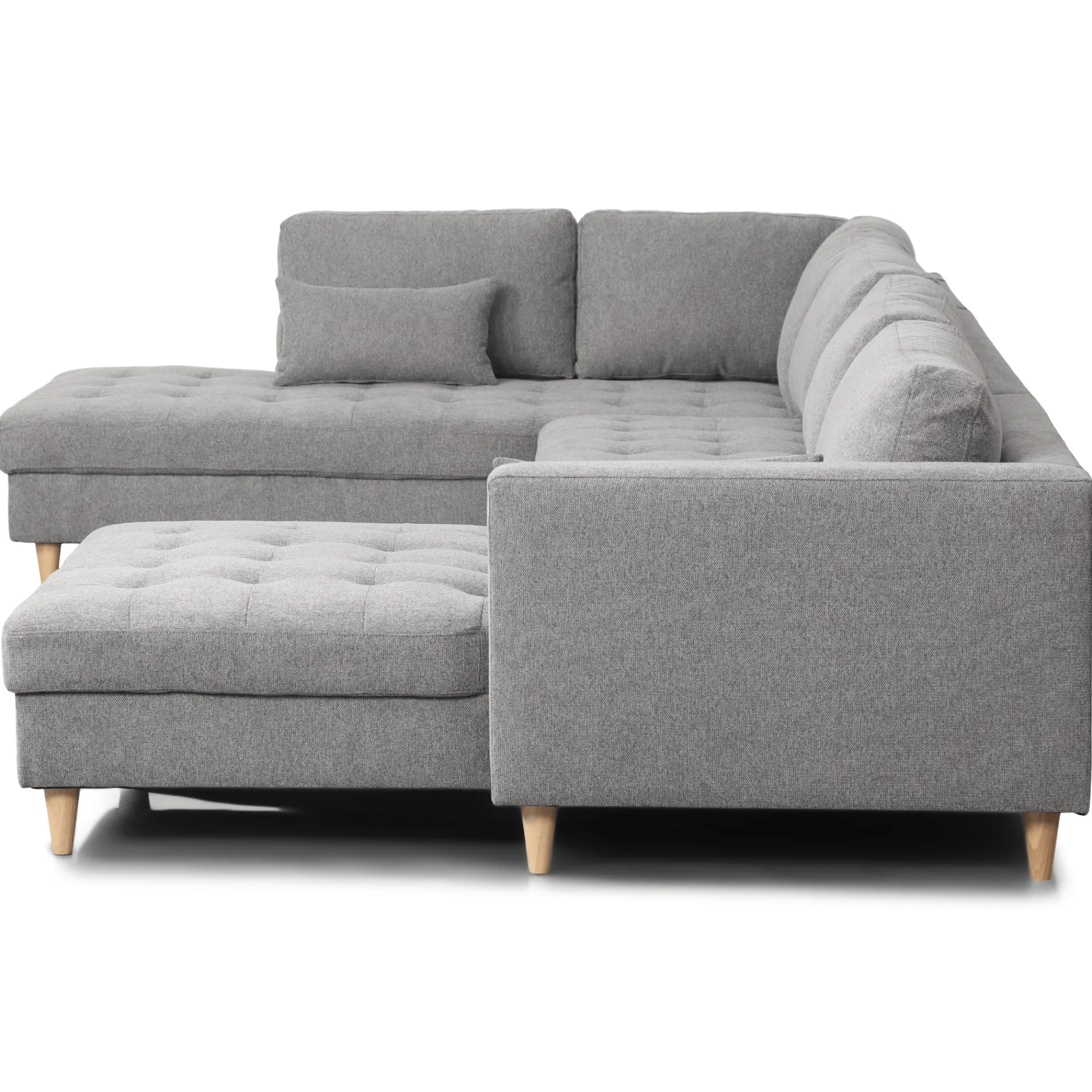 Outlet Nimara Brandy - højrevendt u-sofa i grå med chaiselong - L: 366 x D: 211 x H: 80 cm