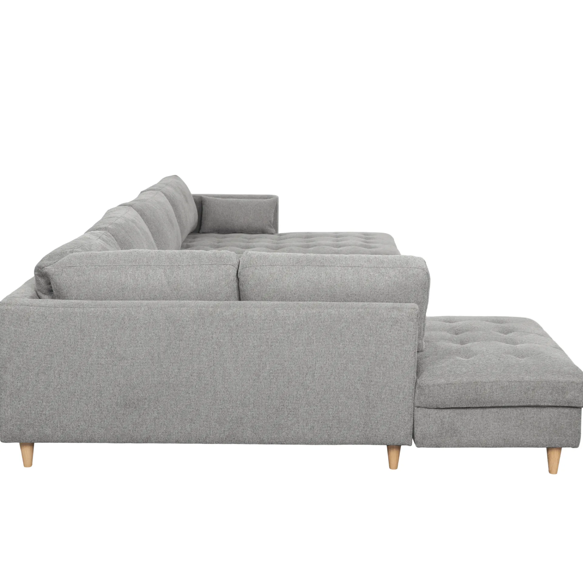 Outlet Nimara Brandy - højrevendt u-sofa i grå med chaiselong - L: 366 x D: 211 x H: 80 cm