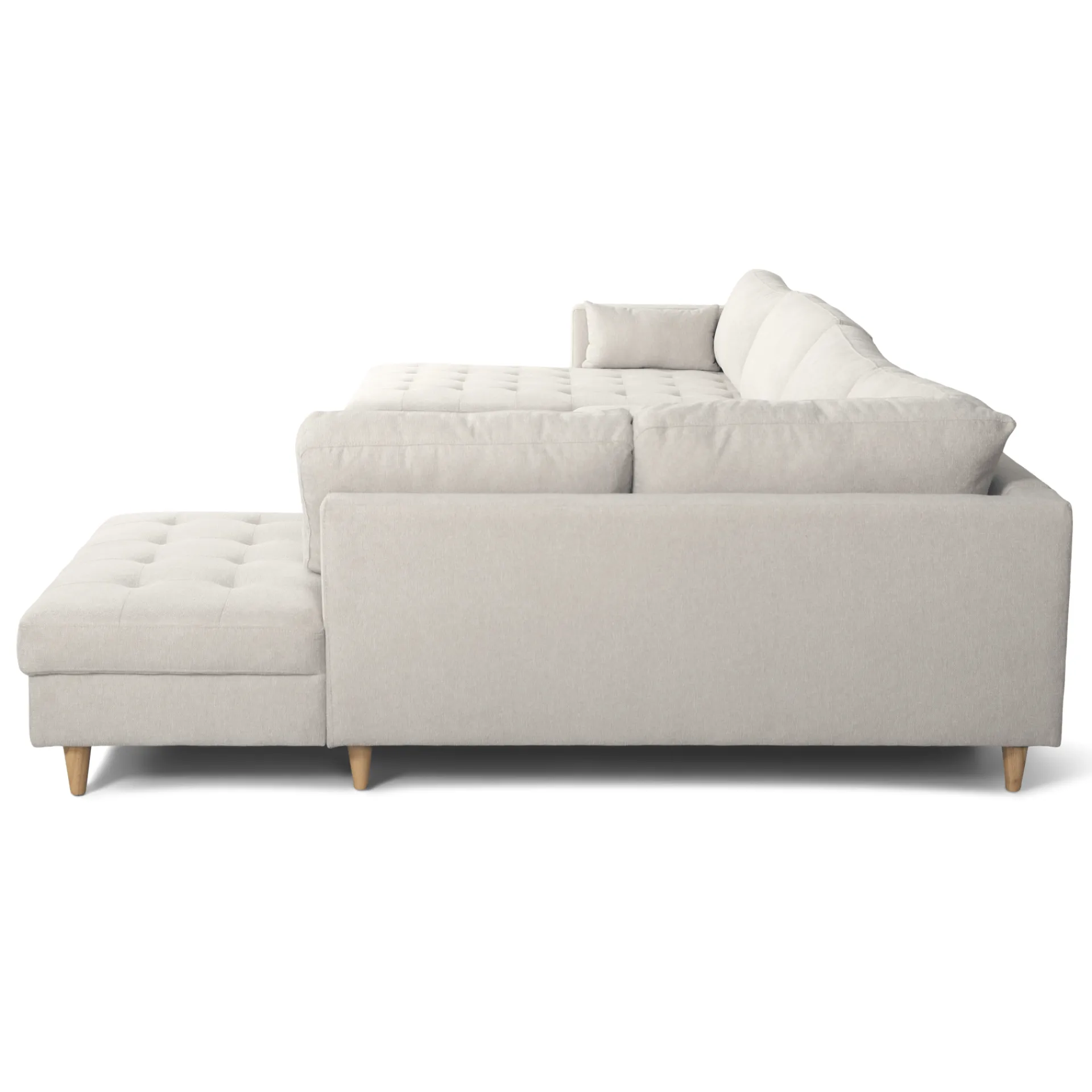 Sale Nimara Brandy - venstrevendt u-sofa i beige med chaiselong - L: 366 x D: 211 x H: 80 cm