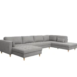 Best Nimara Brandy - venstrevendt u-sofa i grå med chaiselong -  L: 366 x D: 211 x H: 80 cm