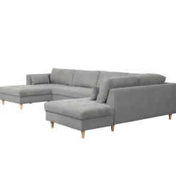 Best Nimara Brandy - venstrevendt u-sofa i grå med chaiselong -  L: 366 x D: 211 x H: 80 cm