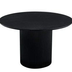 Discount Nimara Carisma rundt lamel spisebord - sort med søjleben - Ø120 cm