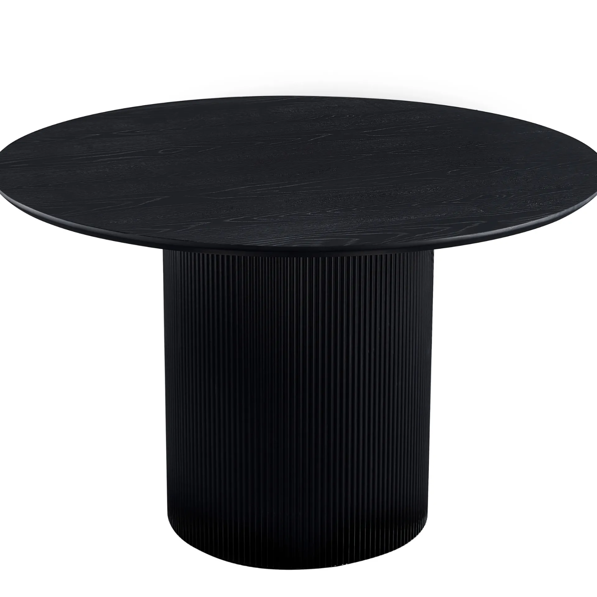 Discount Nimara Carisma rundt lamel spisebord - sort med søjleben - Ø120 cm