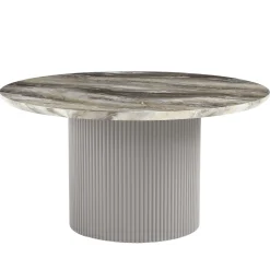Best Nimara Carisma rundt sofabord beige marmorlook med søjleben Ø80 cm