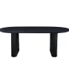 Clearance Nimara Carisma sort ovalt lamel spisebord 200 x 100 cm med søjleben
