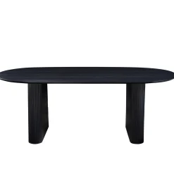 Clearance Nimara Carisma sort ovalt lamel spisebord 200 x 100 cm med søjleben