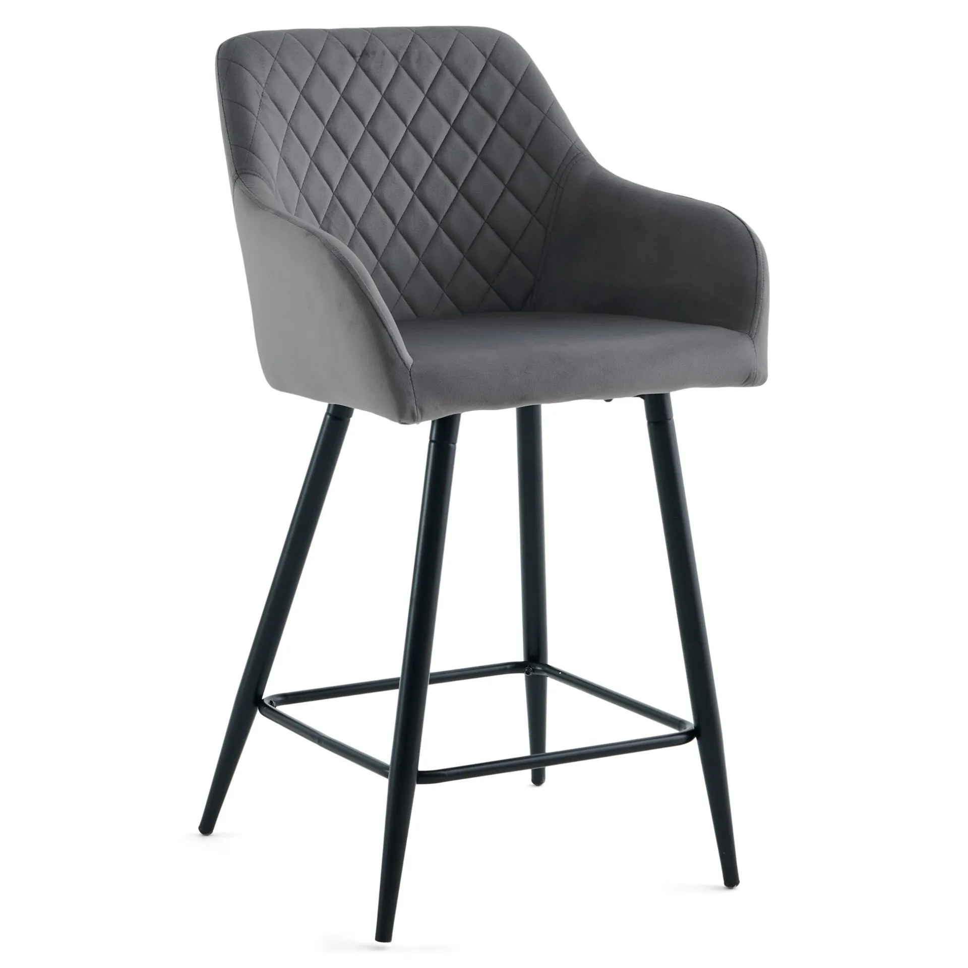 Hot Nimara Carlo - barstol grå velour med armlæn 65 cm