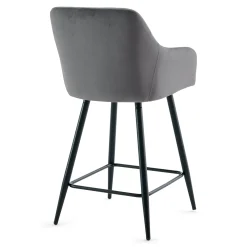 Hot Nimara Carlo - barstol grå velour med armlæn 65 cm